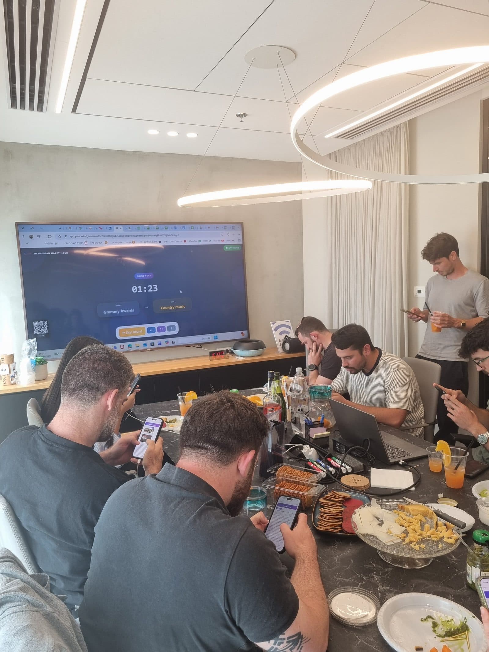 A team playing yalabo together at a company event
