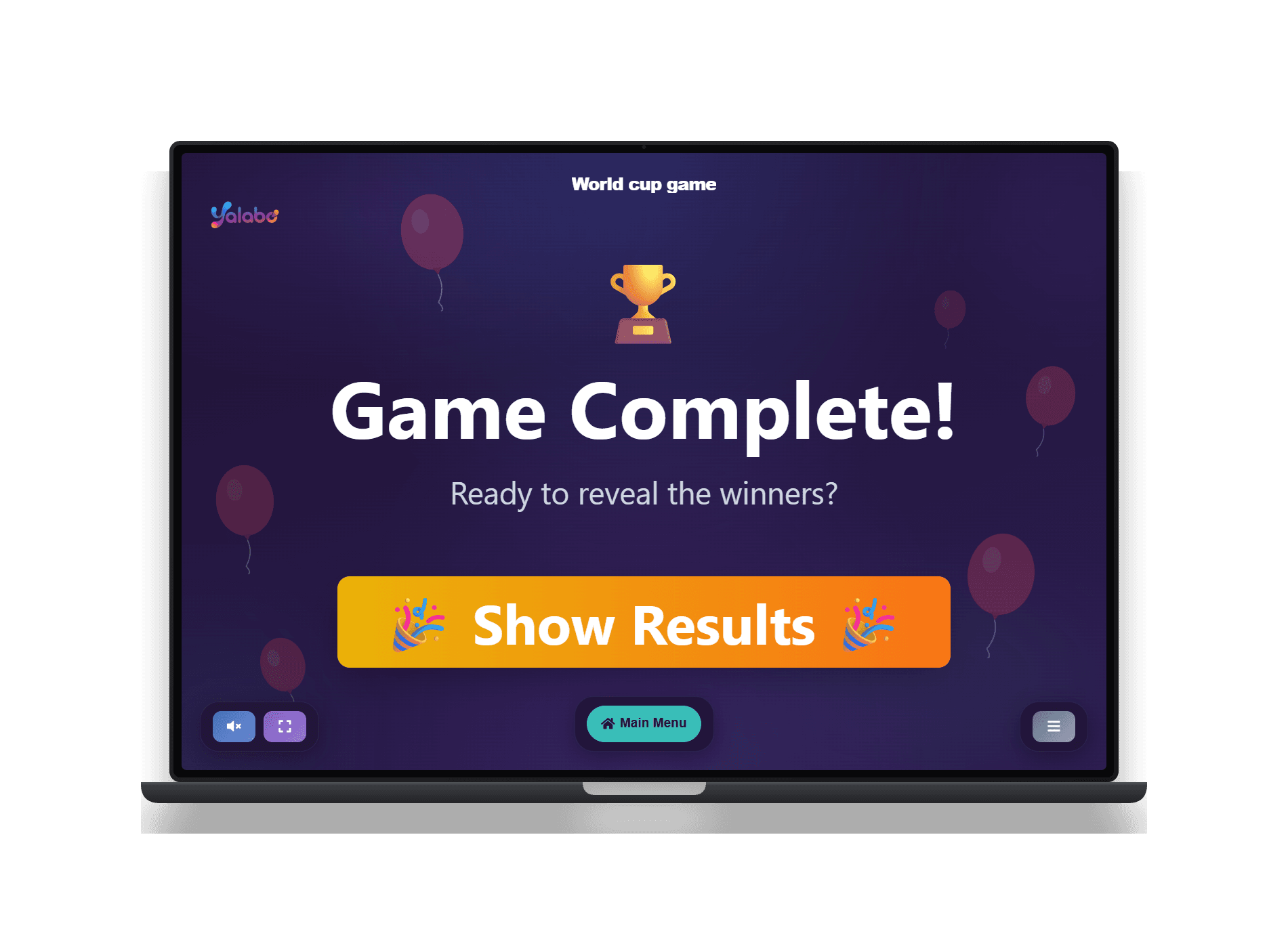 The results screen at the end of a round